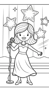 coloriage Chanteuse et decoupage a imprimer gratuit