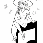 coloriage Chanteuse et apprentissage
