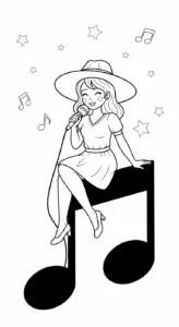 coloriage Chanteuse et apprentissage