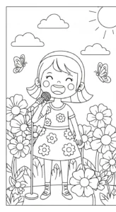 coloriage Chanteuse pour enfant de 2 ans