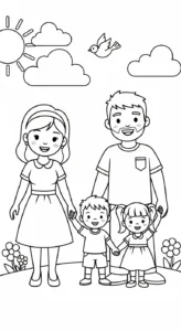coloriage Famille updated et decoupage