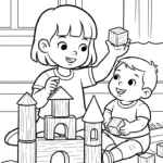 image de coloriage Famille updated pour enfant