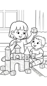 image de coloriage Famille updated pour enfant