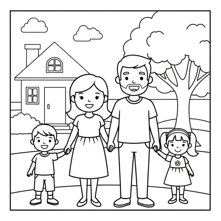 Tranh tô màu Famille