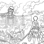 coloriage Attack on Titan à imprimer pour enfant de 7 ans