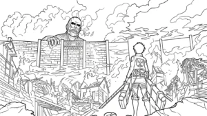 coloriage Attack on Titan à imprimer pour enfant de 7 ans