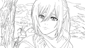 coloriage Attack on Titan à imprimer kawaii