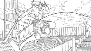 coloriage Attack on Titan pour enfant de 6 ans