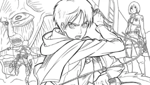 coloriage Attack on Titan à imprimer pour enfant de 4 ans