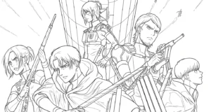 coloriage Attack on Titan et découpage à imprimer