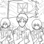 coloriage Attack on Titan à imprimer kawaii