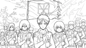 coloriage Attack on Titan à imprimer kawaii