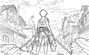 coloriage Attack on Titan à imprimer pour enfant de 10 ans