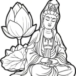 coloriage Guanyin pour enfant de 8 ans