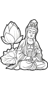 coloriage Guanyin pour enfant de 8 ans