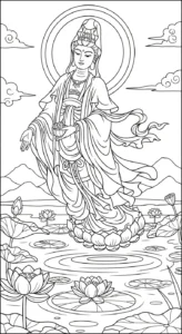coloriage Guanyin pour enfants a imprimer