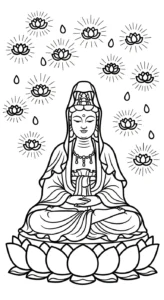 coloriage Guanyin a imprimer pour enfant de 4 ans