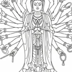 coloriage Guanyin pour enfant de 7 ans