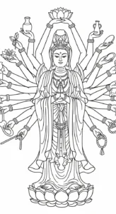 coloriage Guanyin pour enfant de 7 ans