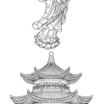 coloriage Guanyin à imprimer pour enfant de 2 ans