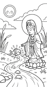imprimer coloriage Guanyin gratuit