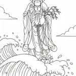 coloriage Guanyin pour enfant de 4 ans