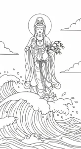 coloriage Guanyin pour enfant de 4 ans
