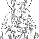 coloriage Guanyin à imprimer pour enfant de 6 ans
