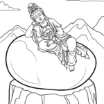 coloriage Guanyin a imprimer pour enfant de 4 ans