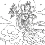 coloriage Guanyin et decoupage