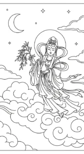 coloriage Guanyin et decoupage