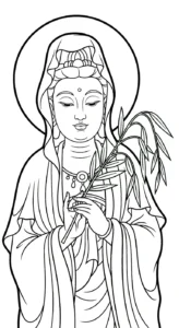 coloriage Guanyin à imprimer pour enfant de 2 ans