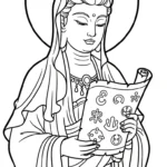 coloriage Guanyin à imprimer pour enfant de 10 ans