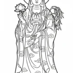 coloriage Guanyin et decoupage