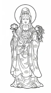 coloriage Guanyin et decoupage