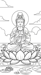 coloriage Guanyin à imprimer pdf gratuit