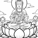 coloriage Guanyin pour enfant de à imprimer
