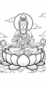coloriage Guanyin pour enfant de à imprimer
