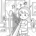 coloriage Harpe pour enfant de 4 ans