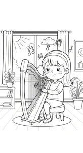 coloriage Harpe pour enfant de 4 ans