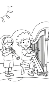 coloriage Harpe et dessin a imprimer