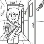 coloriage Harpe à imprimer pour enfant de 9 ans
