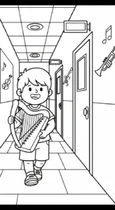 coloriage Harpe à imprimer pour enfant de 9 ans