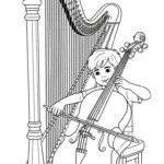 coloriage Harpe à imprimer pour enfants