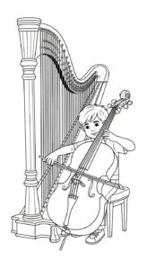 coloriage Harpe à imprimer pour enfants