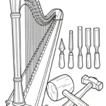 coloriage Harpe pour enfants a imprimer