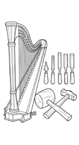 coloriage Harpe pour enfants a imprimer