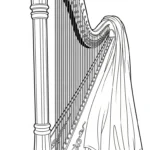 image de coloriage Harpe pour enfant