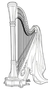 image de coloriage Harpe pour enfant