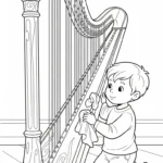 coloriage Harpe et decoupage a imprimer gratuit